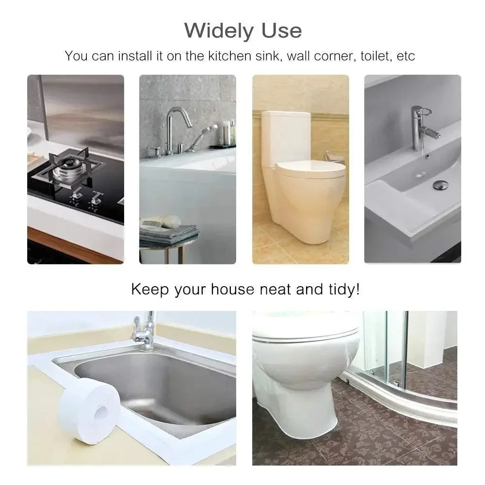 Waterproof PVC Caulk Seal Strip for Kitchen & Bathroom Waterproof Seal Strip Peaceful Pleasures Health and Wellness