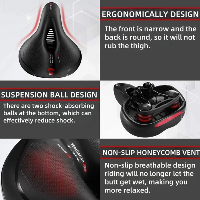 2026 Comfortable men's hollow bicycle saddle mtb road bicycle vibration absorption big butt seat lightweight safety area large. Peaceful Pleasures Health and Wellness