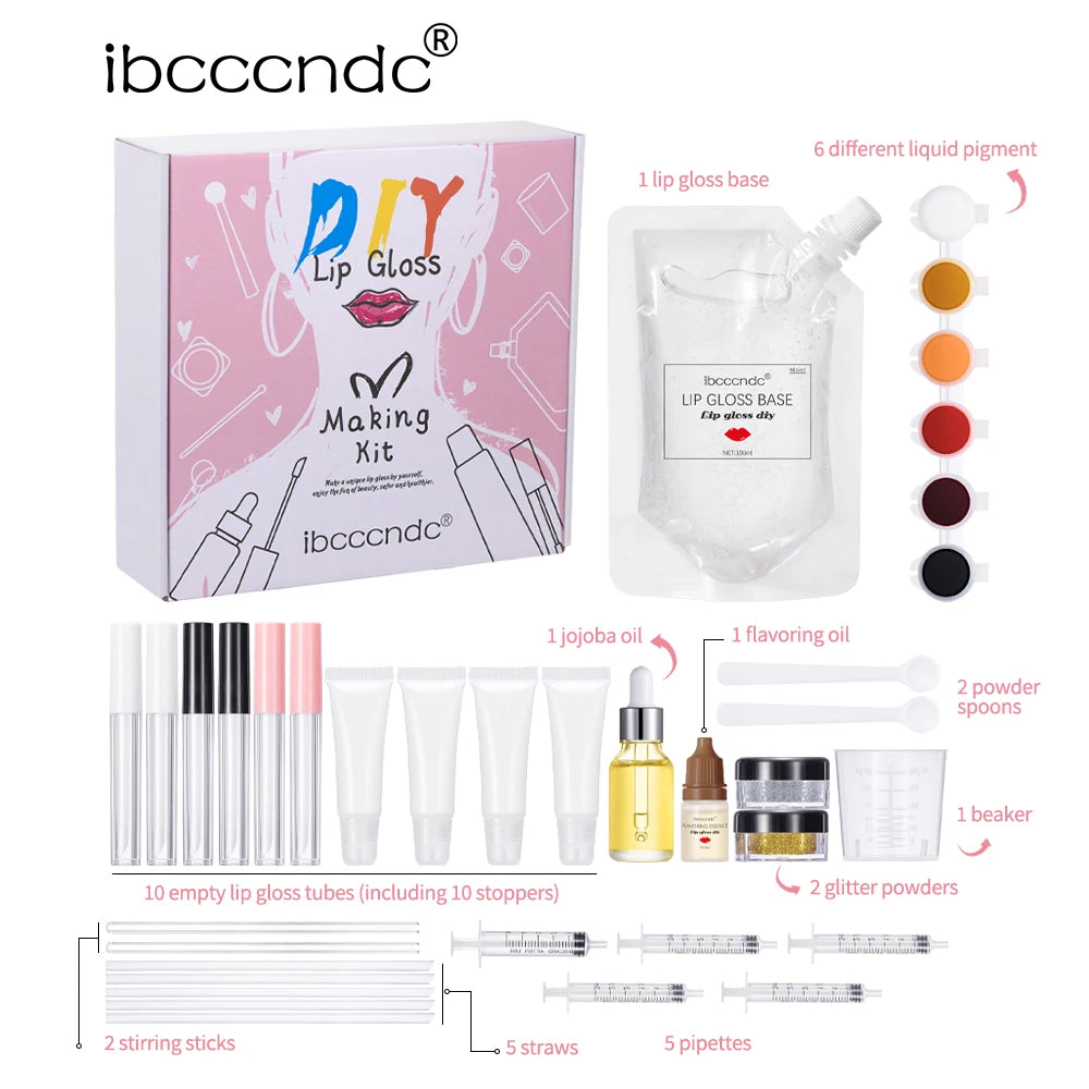 New Lip Gloss Making Kit Moisturizing Lip Gloss Base Diy Raw Material Tool Kit Shiny Glitter Lip Tints Glaze Handmade Cosmetic Peaceful Pleasures Health and Wellness