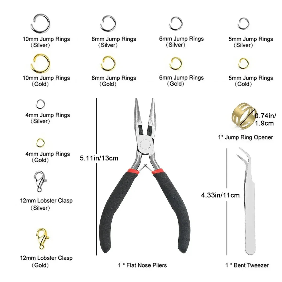 About1200pcs Gold Silver Open Jump Ring and Lobster Clasp Jewelry Accessory Set with Pliers Peaceful Pleasures Health and Wellness