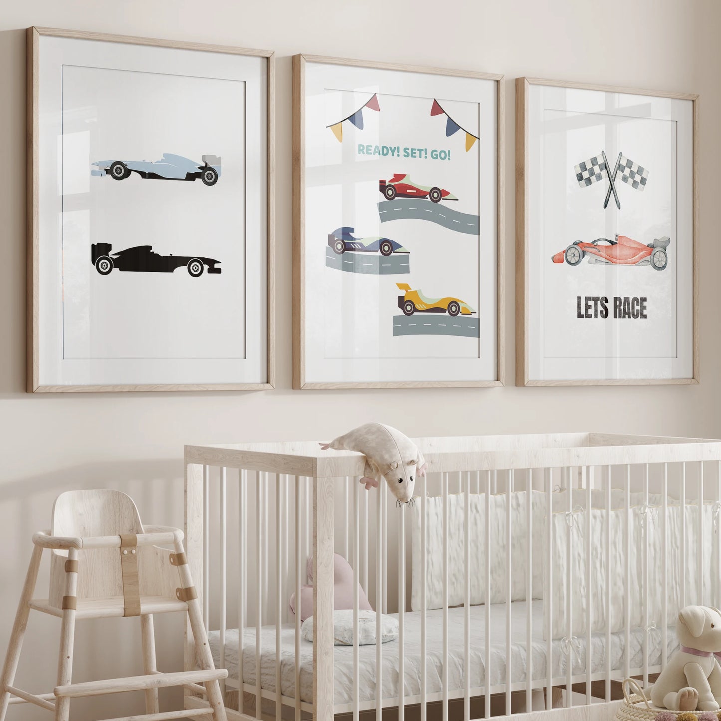 Cartoon Racing Sports Canvas Wall Art Print | Kids Room Decor