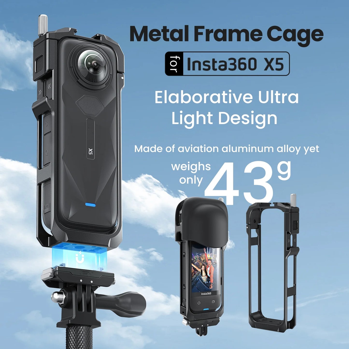 For Insta360 X5 Metal Bezel Protection Wind Noise Expansion Frame X5 Aluminum Case Accessories Peaceful Pleasures Health and Wellness