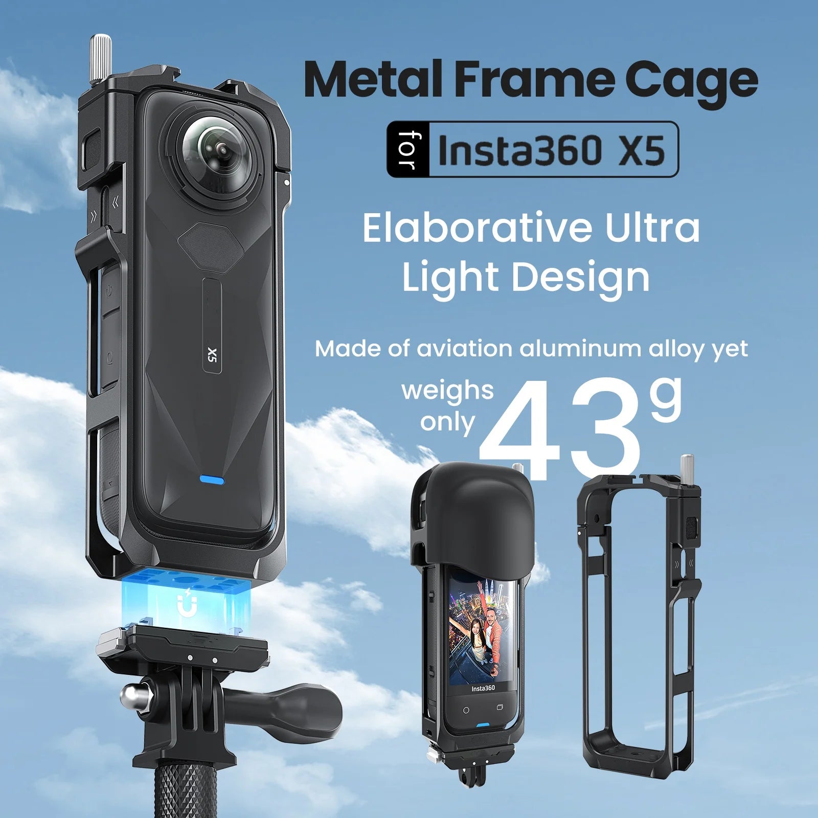For Insta360 X5 Metal Bezel Protection Wind Noise Expansion Frame X5 Aluminum Case Accessories Peaceful Pleasures Health and Wellness