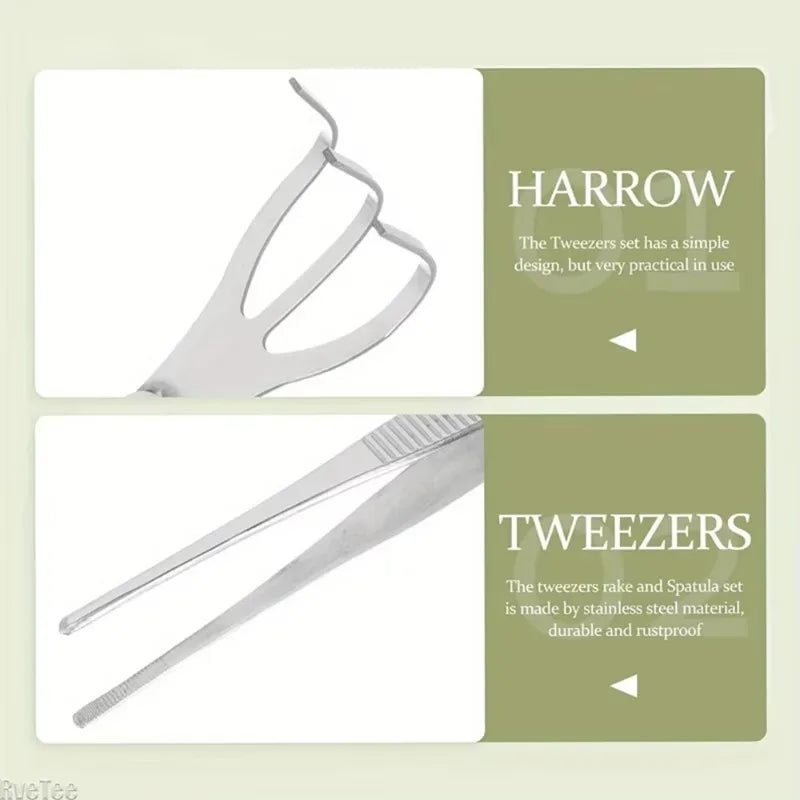 2-in-1 Stainless Steel Bonsai Tweezers & Root Rake Tool