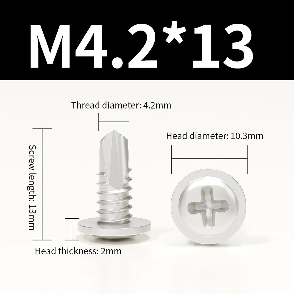 M4.2 Self-Tapping Tek Screws 410 Stainless Steel Truss Head