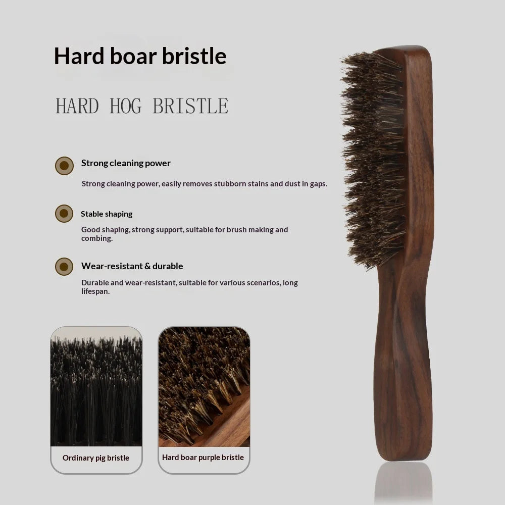 Wood Handle Boar Bristle Beard Brush Shaving Tool Hair Brush Wooden Curved Men Beard Shaving Brush Hair Stylist Mustache Brushes Peaceful Pleasures Health and Wellness
