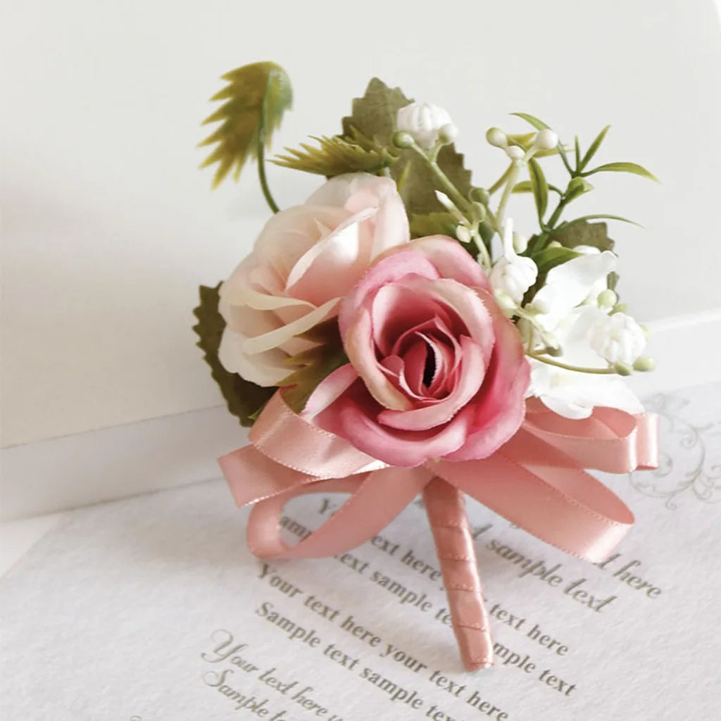 Artificial Fabric Corsage & Wrist Flower | Satin Wedding