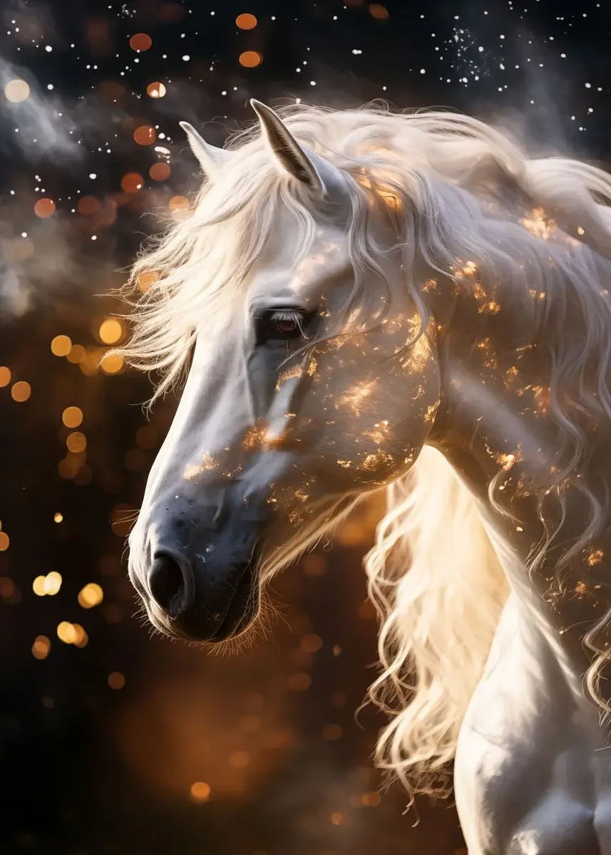 Black horse ， White Horse Canvas Painting,Posters and Prints, Wall ,,Animal Picture for Modern Living Room Home Decoration Peaceful Pleasures Health and Wellness by-13 40x60cm Unframed