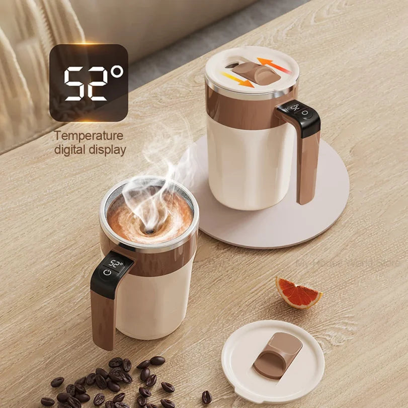 Self-Stirring Coffee Mug 400ml | Temperature Display & USB Charging