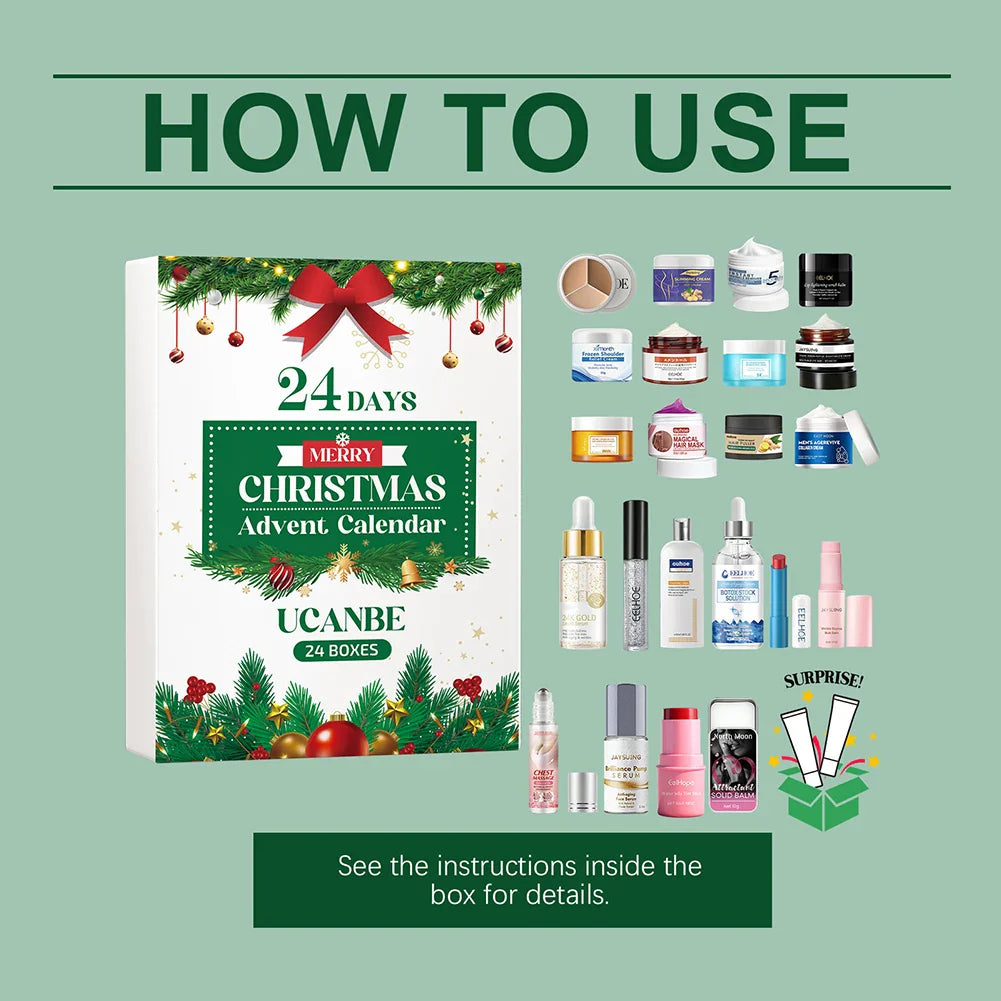 24-Day Beauty Advent Calendar – Skincare & Makeup Gift Set