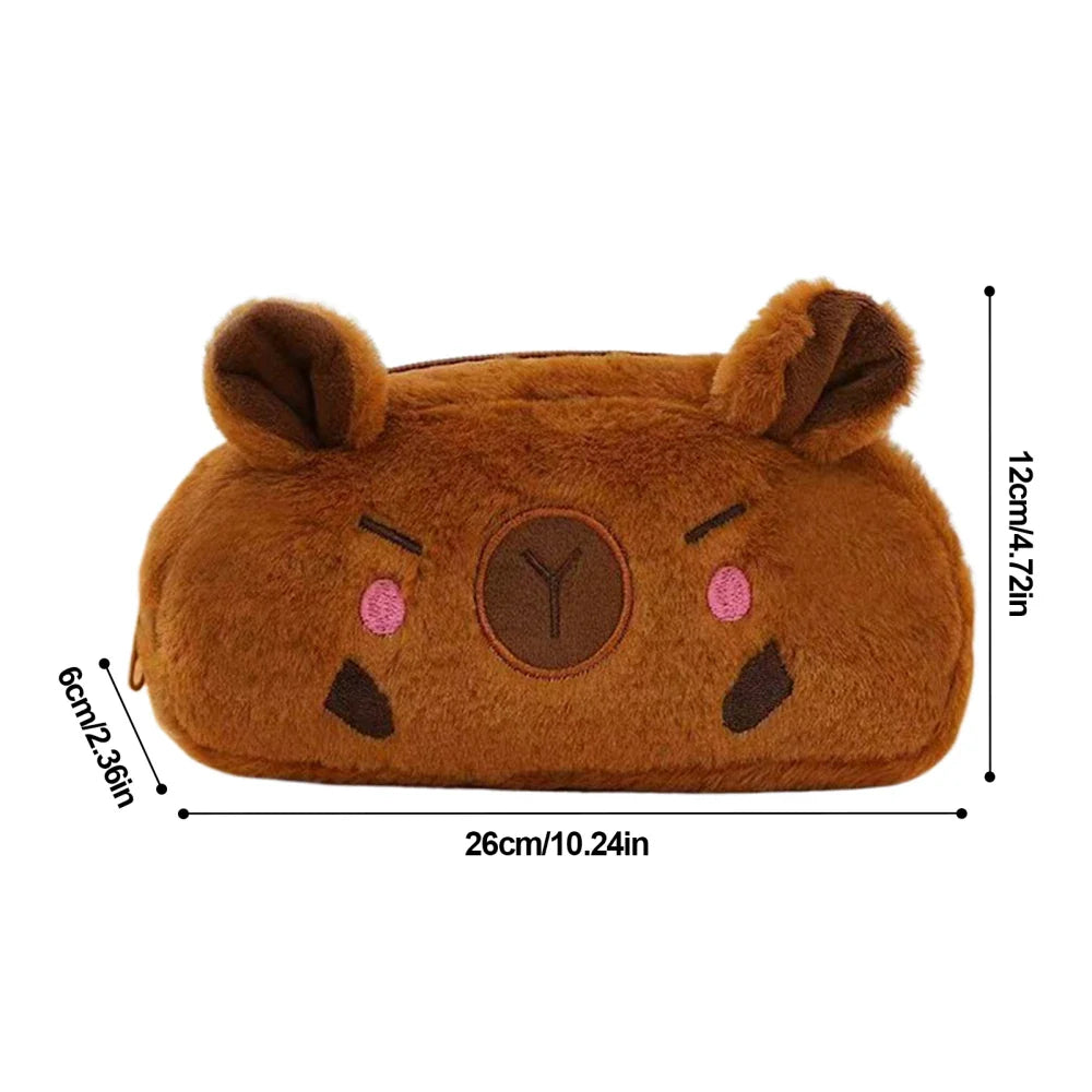 Cute Capybara Pencil Case – Large Plush Pen Pouch for Kids
