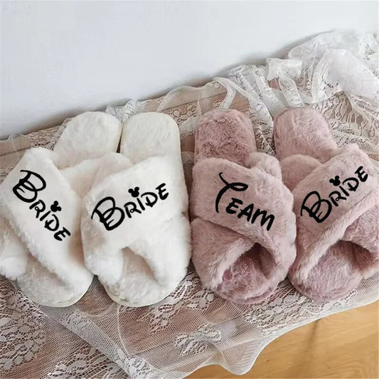 Bride Fluffy Slippers | Bachelorette & Bridal Shower Gift Bridal Fluffy Slippers Peaceful Pleasures Health and Wellness