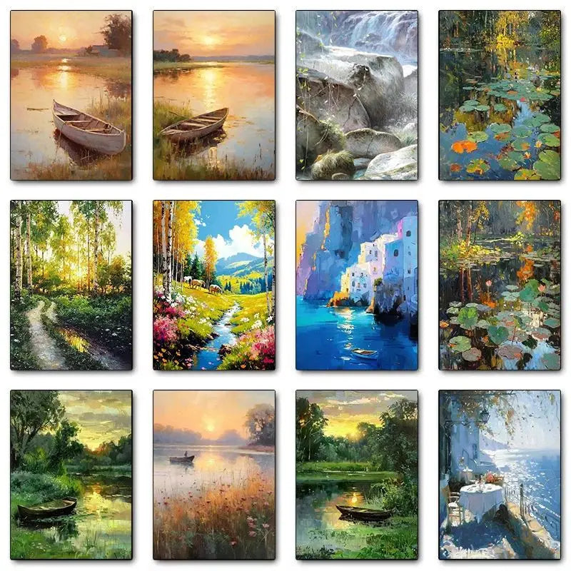 Landscape Art Posters Canvas Printing, Colorful Fashion Trend Wall Art for Rural Villas & Home Decor, Natural Aesthetic Canvas Peaceful Pleasures Health and Wellness