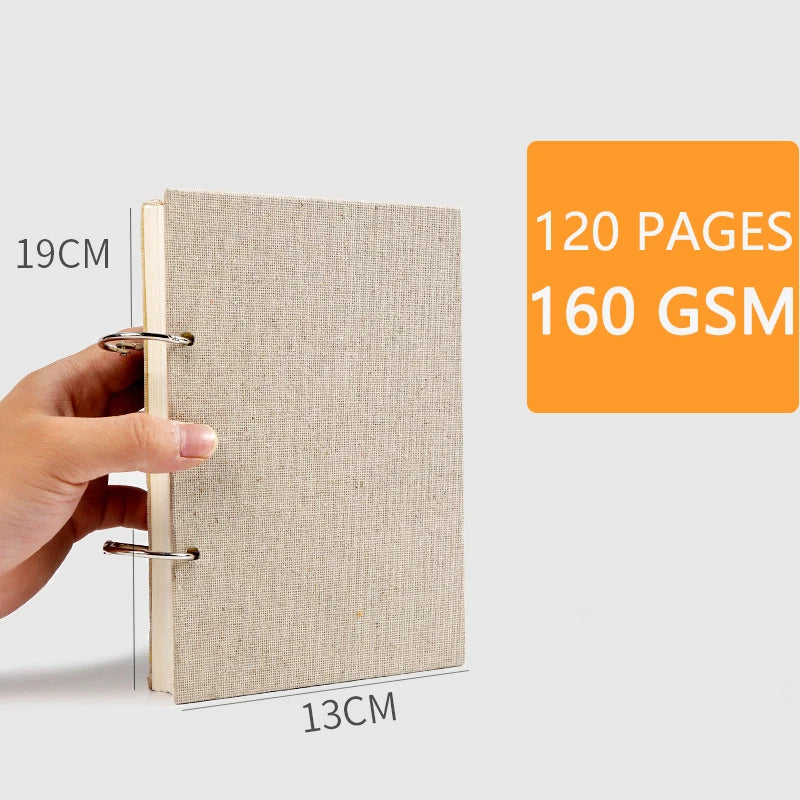 Retro Spiral Sketchbook Linen Hardcover 120 Pages 160GSM Refillable