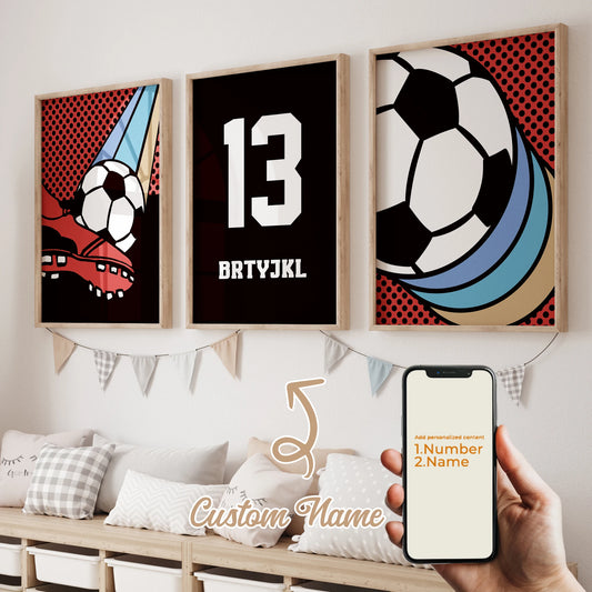 Personalized Football Canvas Wall Art | 3-Piece Sports Print Canvas Wall Art Set Peaceful Pleasures Health and Wellness