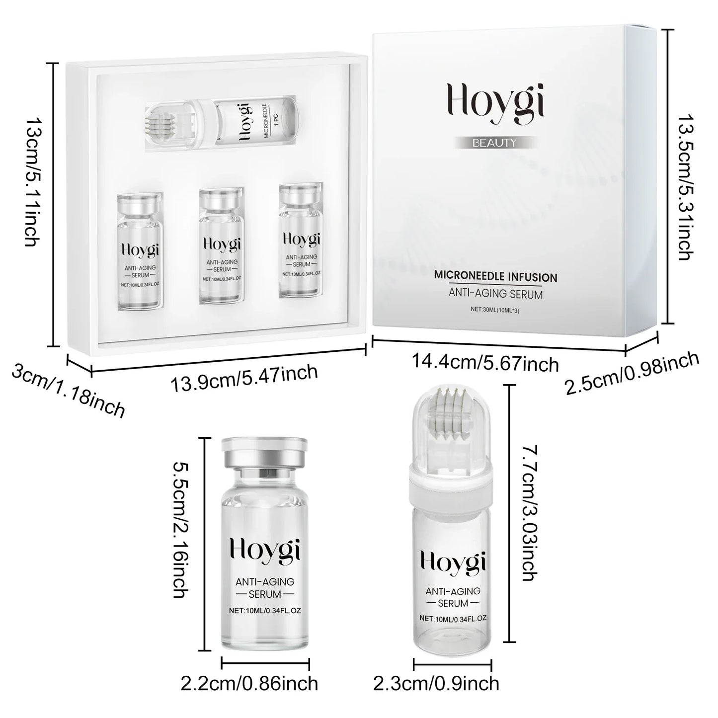 Hoygi Hyaluronic Acid Microneedle Roller Serum Set – Anti-Aging