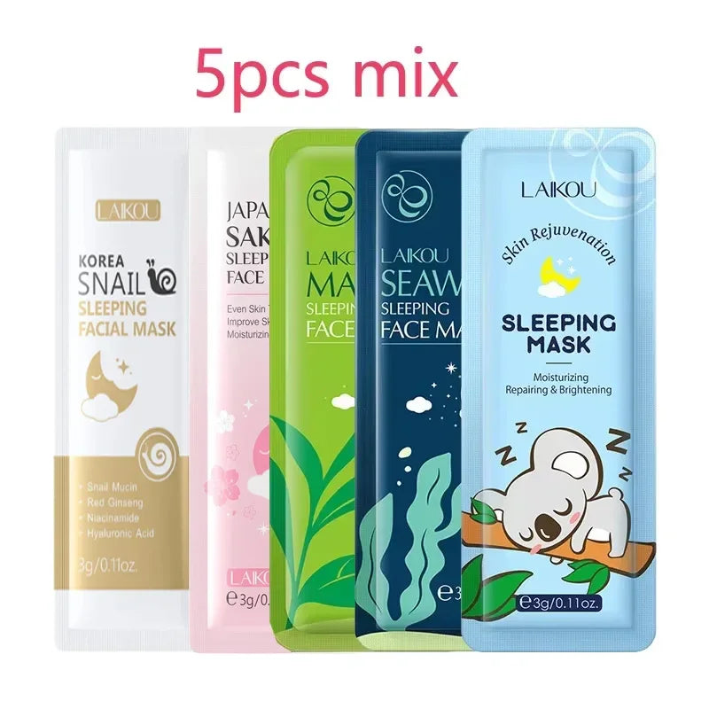 LAIKOU Sleeping Face Mask – Hydrating & Nourishing 5pk Peaceful Pleasures Health and Wellness mix
