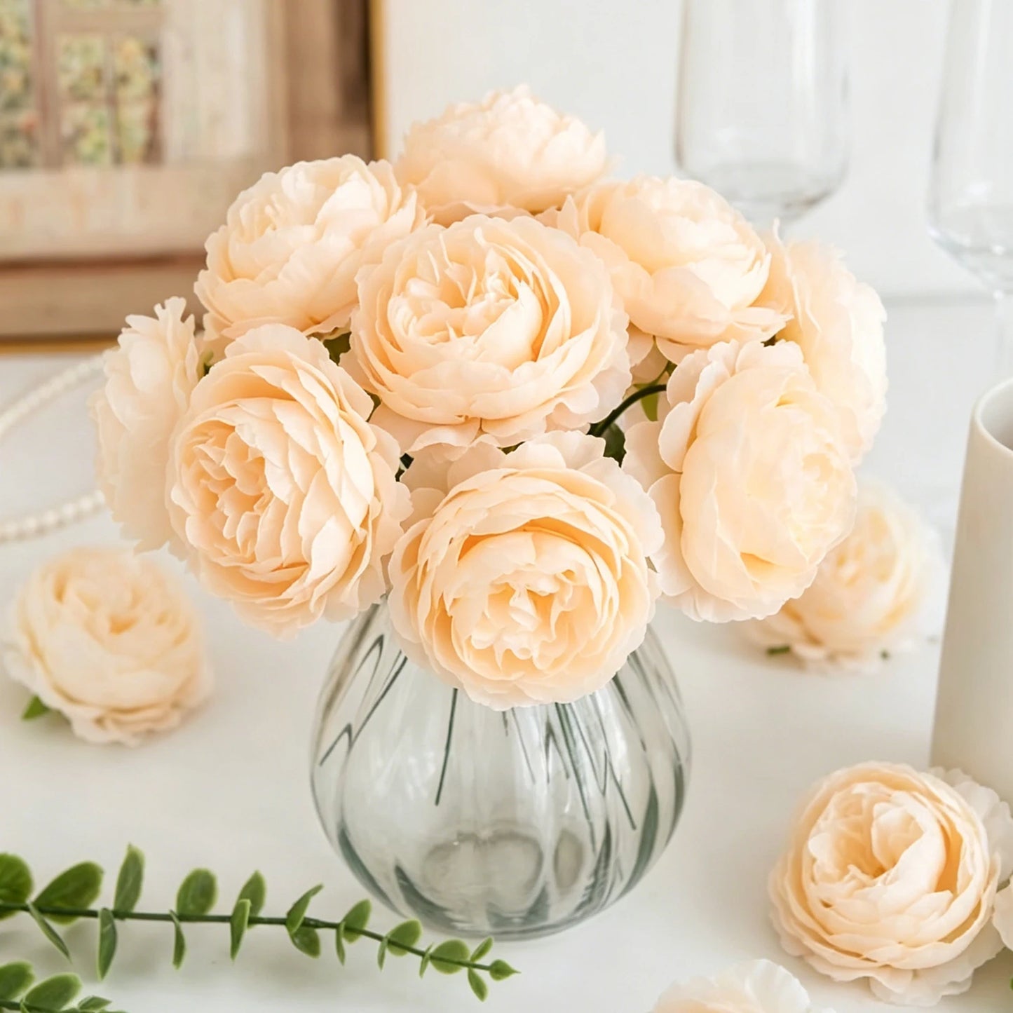 Artificial Silk Peony Flowers with Stems | Wedding & Home Décor
