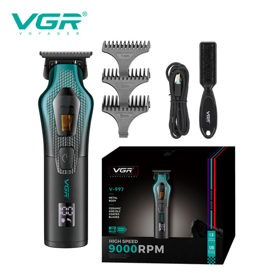 VGR electric hair clipper men's oil head carving electric push gradually changing color metal body 11000 RPM hair clipper V-997 Peaceful Pleasures Health and Wellness USB