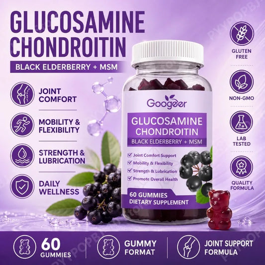 Glucosamine Chondroitin MSM Hyaluronic Acid Gummies – 60ct Joint Support Gummies Peaceful Pleasures Health and Wellness