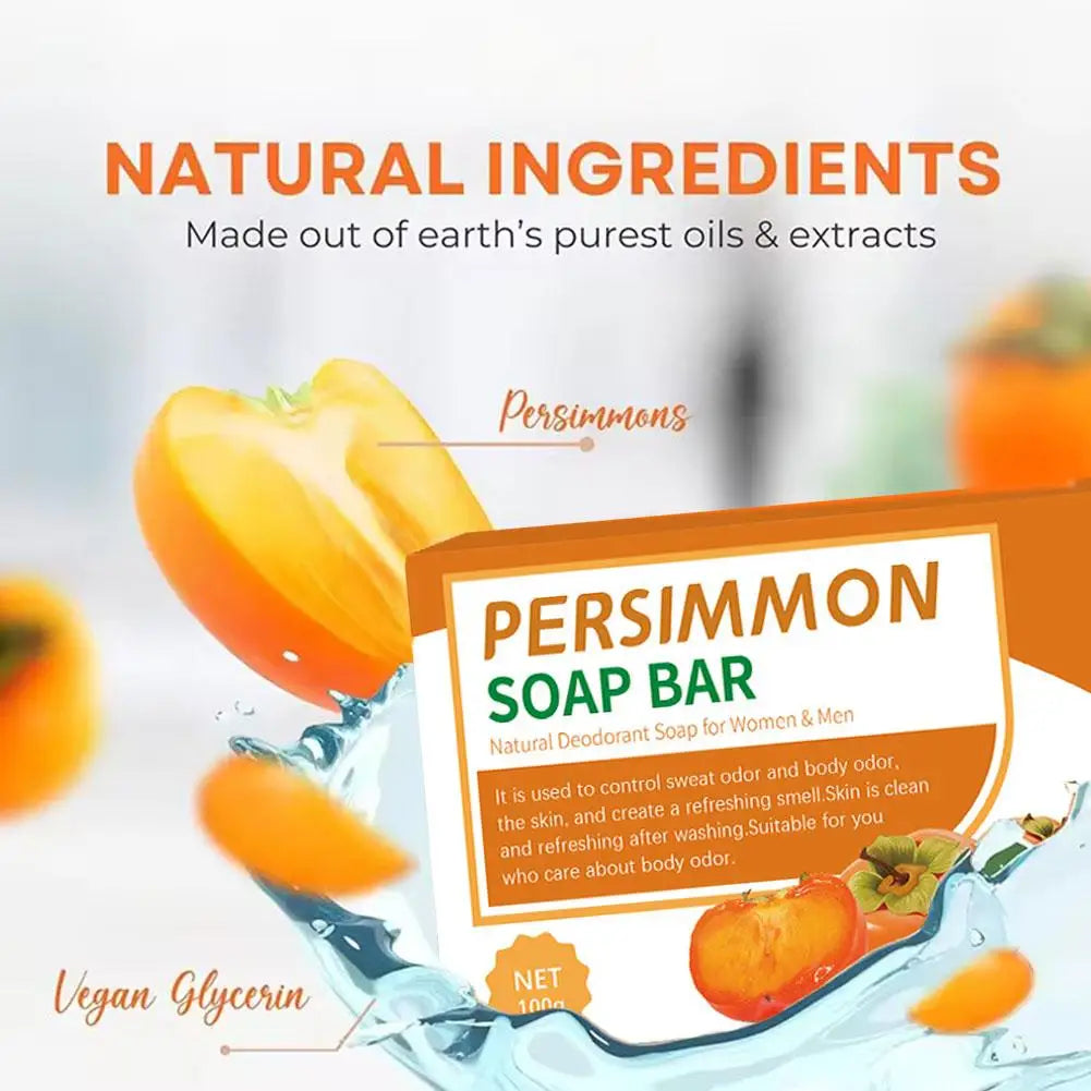 Hand Made persimmon soap bar Body Cleaning Lightening Dark Underarm Leg Body Cleansers Brightening Face Soap Tender Skin Care Peaceful Pleasures Health and Wellness