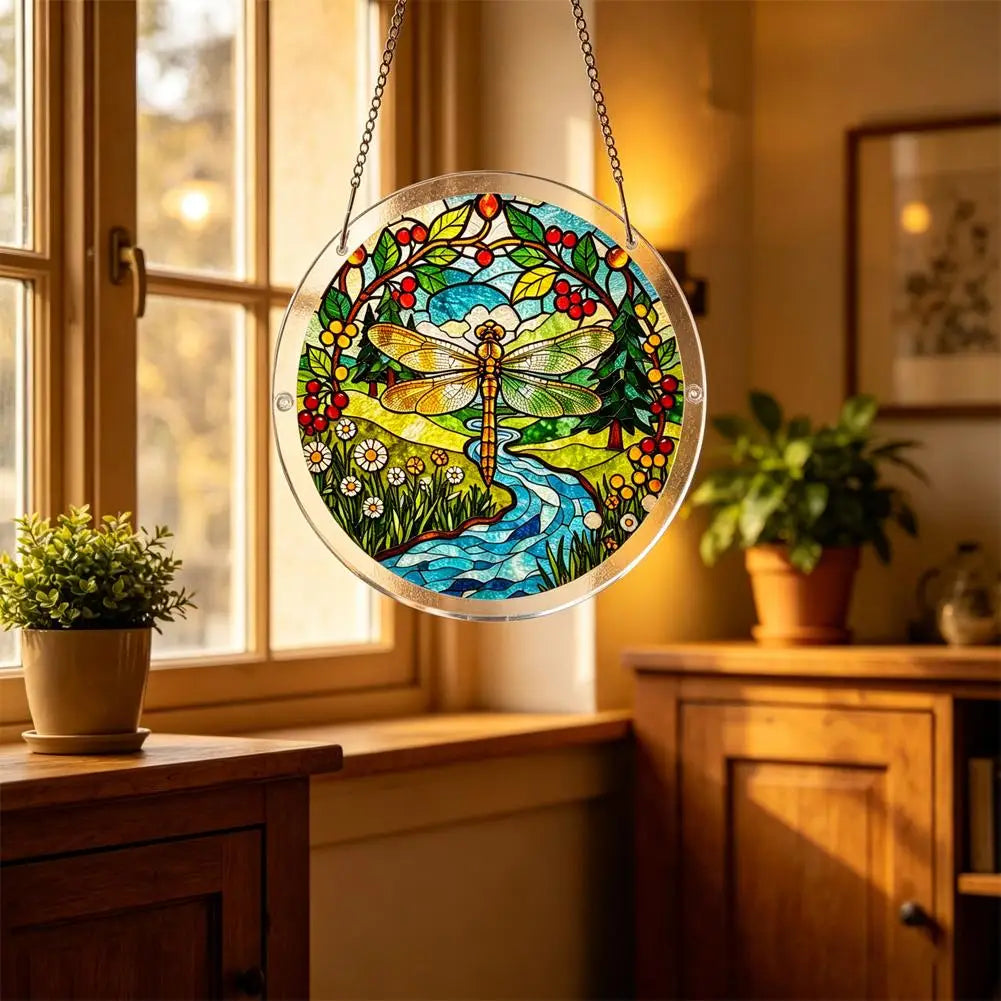 Stained Glass Acrylic Hummingbird Suncatcher Window Hanging