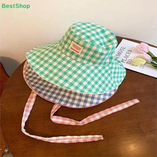 Women's Wide Brim UV Sun Hat with Chin Strap – Plaid Beach Wide Brim Sun Hat Oasis Select
