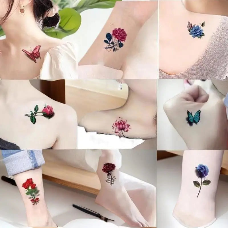 20 Sheets Waterproof Temporary Flower Butterfly Tattoo Stickers Women Fashion Art Sexy Removable Men Body Sticker Long-Lasting Peaceful Pleasures Health and Wellness