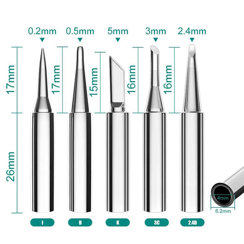 5Pcs I+B+K+2.4D+3C Soldering Iron Pure Copper 900M Soldering Iron Head Set Inside Hot Bare Copper Electric Soldering Iron Tip Peaceful Pleasures Health and Wellness