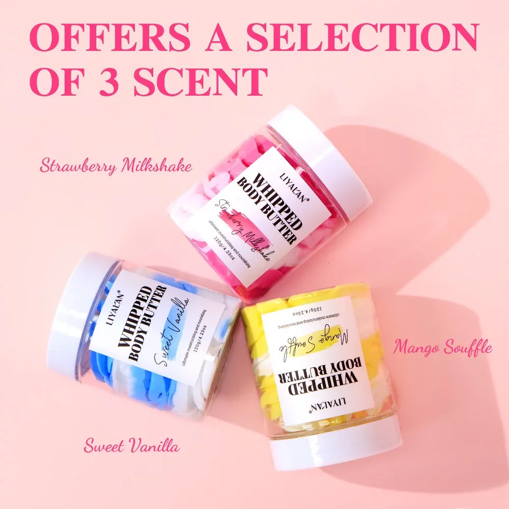 Whipped Body Butter – Vegan Vanilla, Mango & Strawberry 120g Peaceful Pleasures Health and Wellness