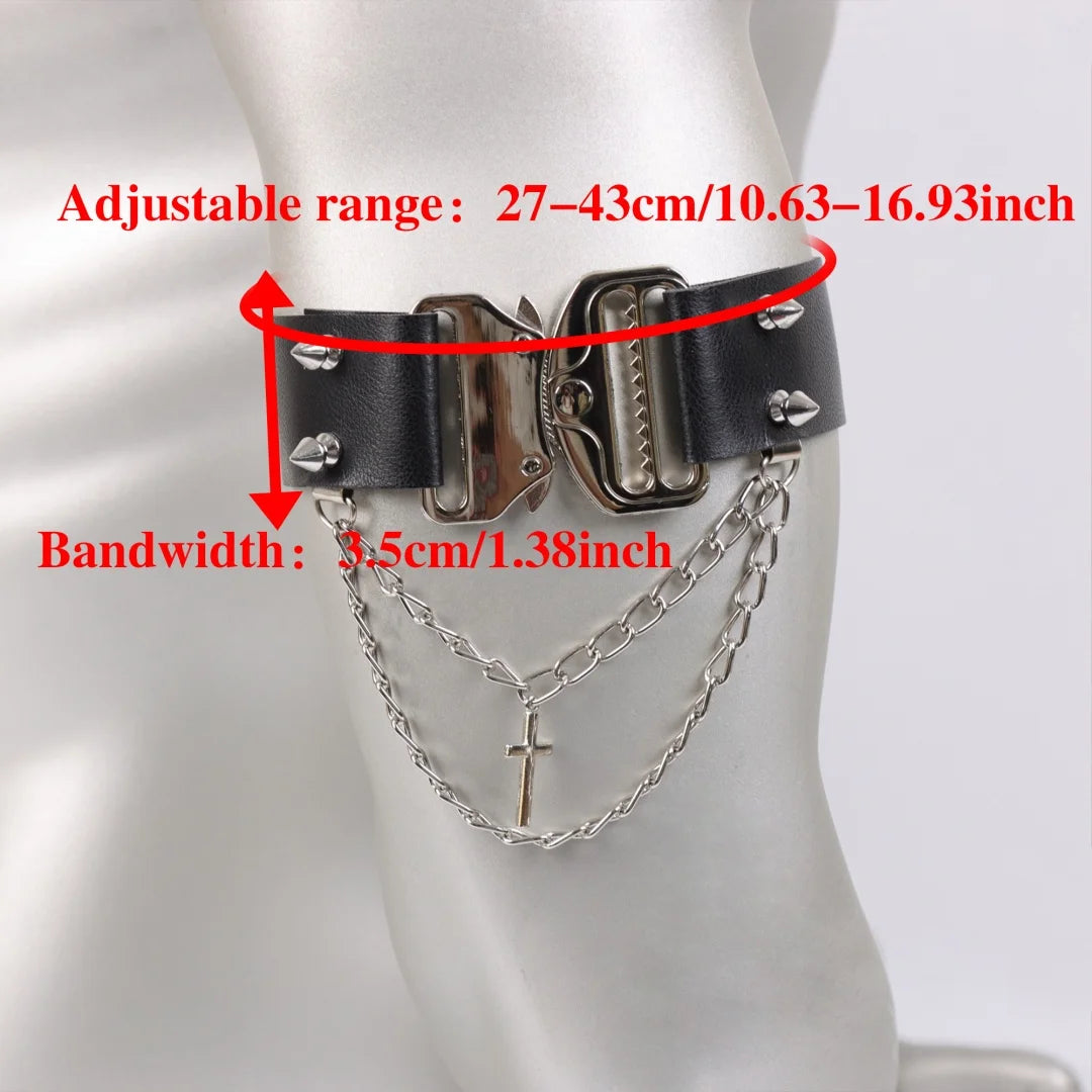 Men's Hip Hop Belt Gothic Faux Leather Arm Cuff Decorative Tassels