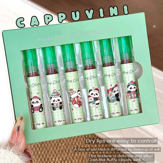 6pcs Panda Cute Color Matte gloss Lip Set: Natural Makeup Long-Lasting Non-Sticky Lipstick Kit for Daily Wear & Gift Peaceful Pleasures Health and Wellness