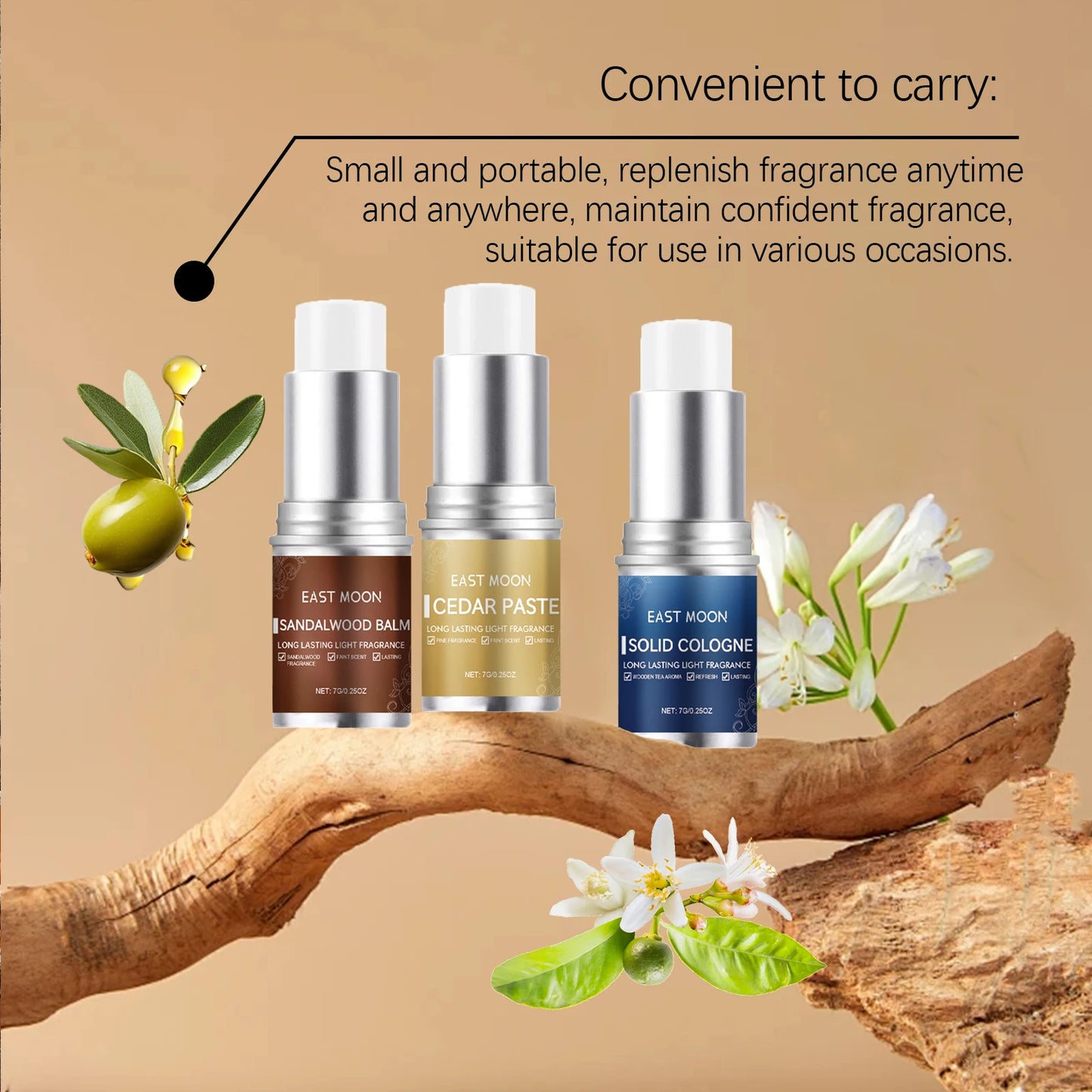 Men's Solid Perfume Stick | Alcohol-Free Woody Balm Fragrance