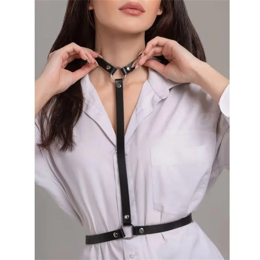 Decopunk Leather Harness Garters Sexy Lady Body Bondage Lingerie Cage Peaceful Pleasures Health and Wellness