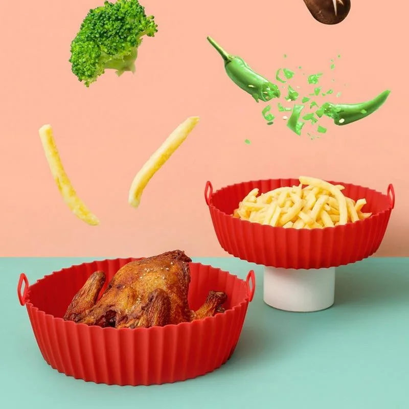 Air Fryer Silicone Liners Air Fryer Silicone Pot Reusable Silicone Air Fryer Liners Food Safe Non Stick Air Fryer Basket Accesso Peaceful Pleasures Health and Wellness