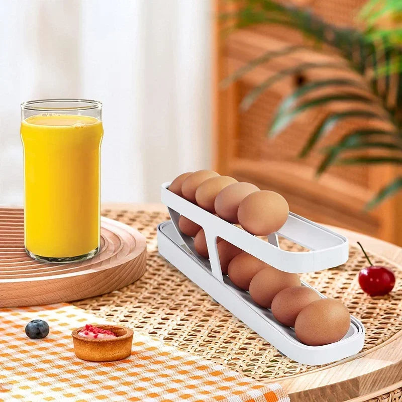 Automatic Rolling Egg Holder Rack Fridge Storage Box Egg Container Kitchen Refrigerator Egg Dispenser Fridge Organizer Peaceful Pleasures Health and Wellness