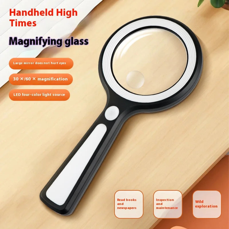 Magnifying Mirror for Elderly Readers, Rechargeable Handheld with Light, Student Observation Gift Peaceful Pleasures Health and Wellness