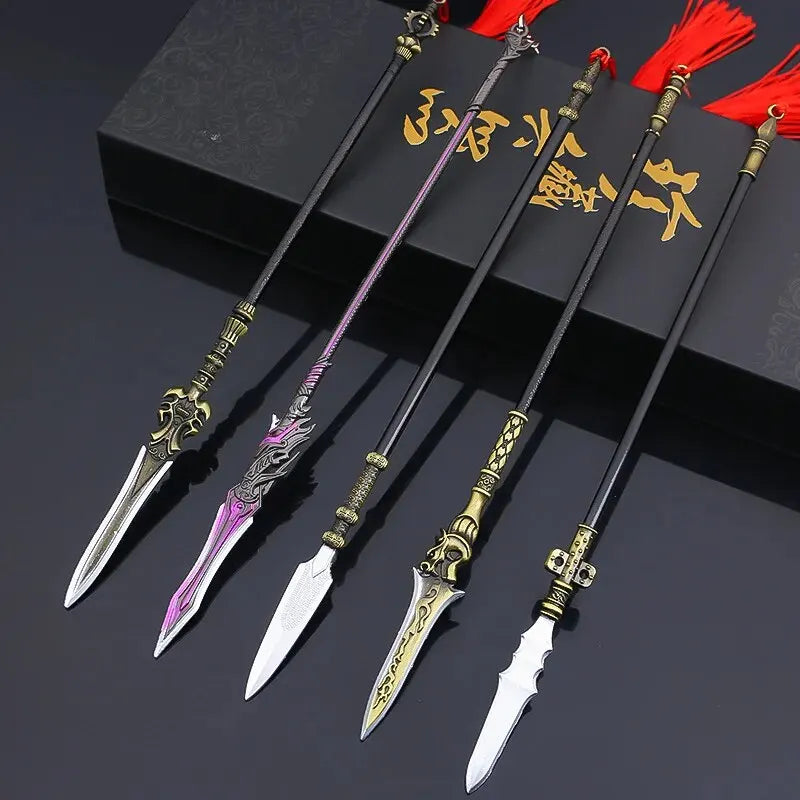 22cm Tiger Head Golden Spear Miniature | Ancient Weapon Replica