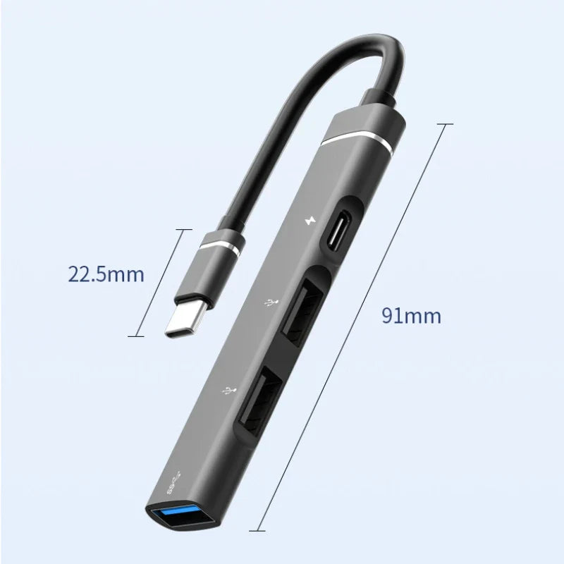 4-Port USB-C Hub 3.0 – 5Gbps OTG Splitter for MacBook & Laptop