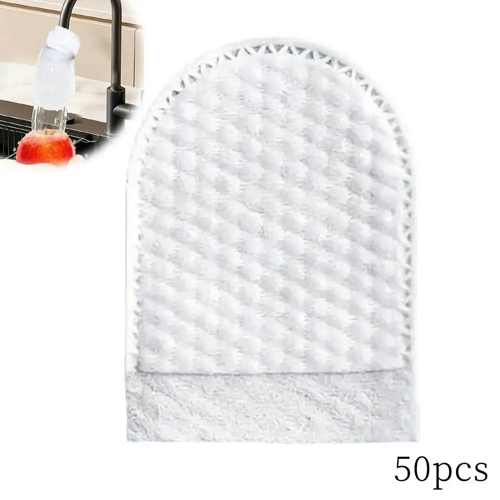 Disposable Faucet Water Filter Cotton Bag, Universal Tap Water Purifier for Removing Sediment Anti-Splash Kitchen Tools Peaceful Pleasures Health and Wellness 50pcs