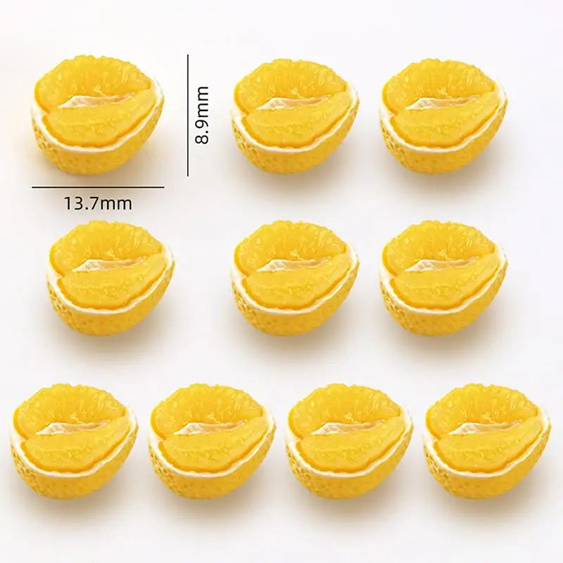 10pcs Resin Mini Fruit Charms – Kiwi, Grapefruit & Papaya DIY