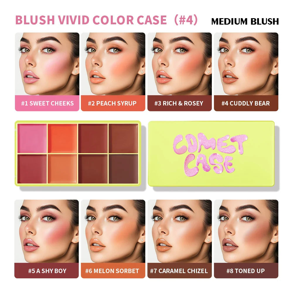 8-Color Cream Blush & Highlighter Palette – Matte Natural Look