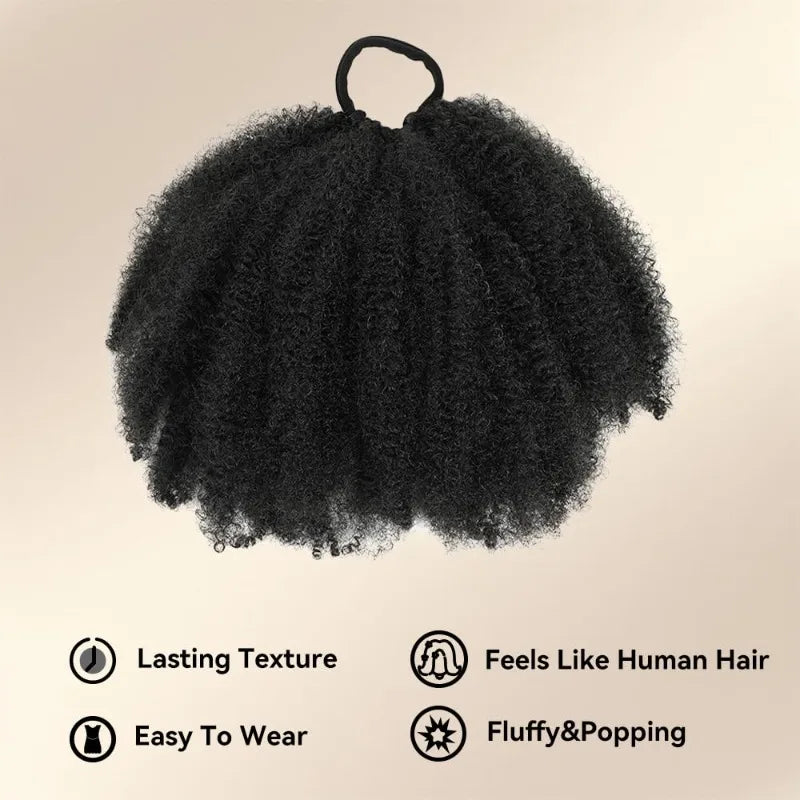 Kids Afro Puff Bun Hair Extension | Curly Synthetic Ponytail Kids Hair Extension Peaceful Pleasures Health and Wellness