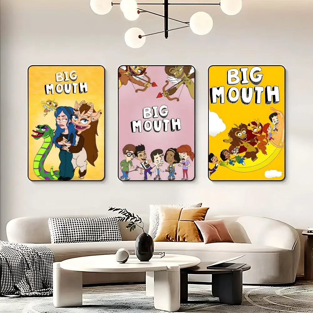 Cartoon Big Mouth HD Waterproof Self-Adhesive Wall Art Poster Wall Art Poster Peaceful Pleasures Health and Wellness