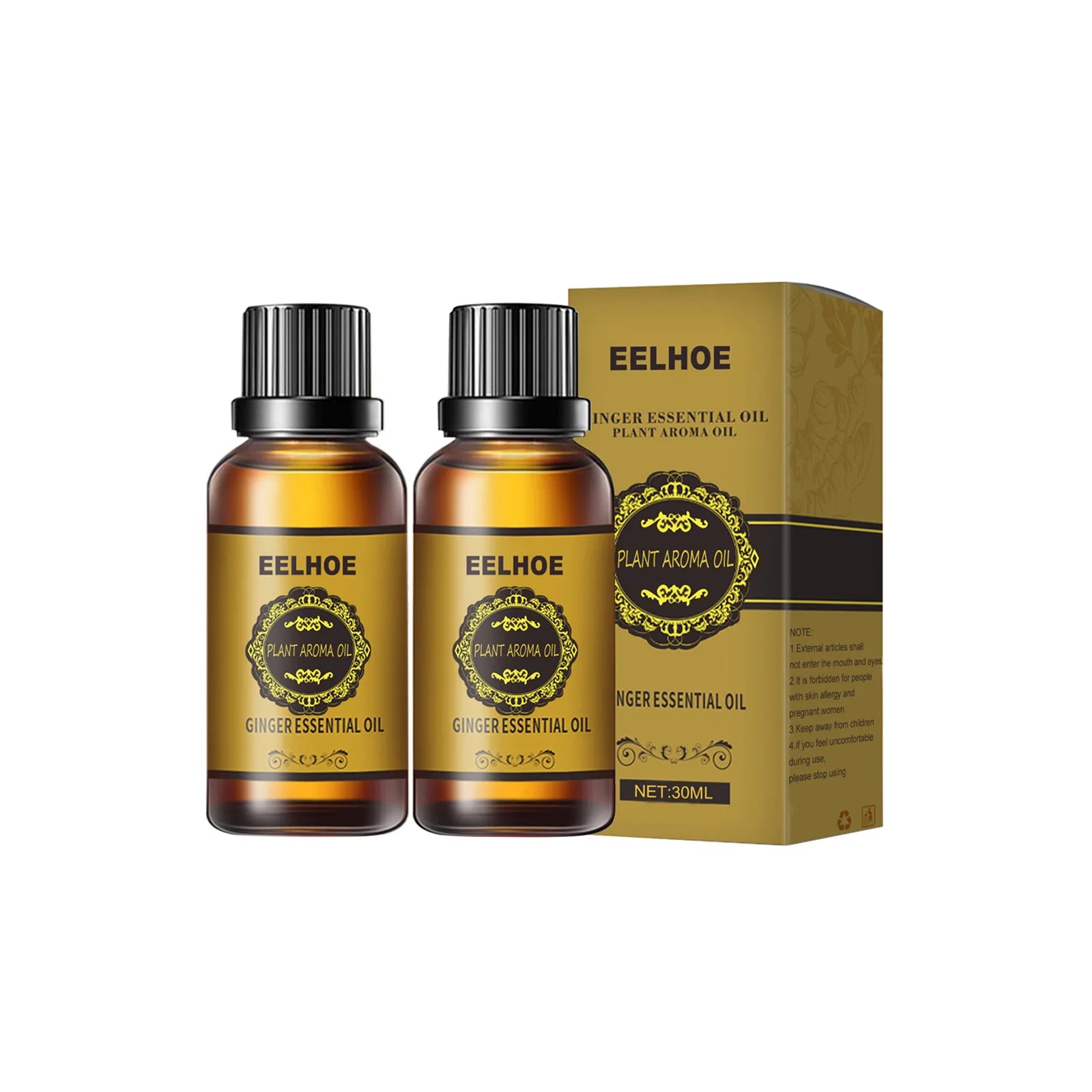 EELHOE Ginger Essential Oil – Slimming & Lymphatic Drainage Massage Oil Essential Oil Peaceful Pleasures Health and Wellness 30mlx2pcs ginger essential oil Ginger
