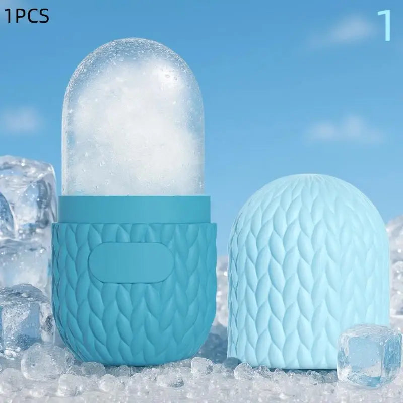 Silicone Cube Tray Shape Face Facial Ice Roller Massage Face Massage Roller Facial Reusable Ice Face Roller Skincare Tool Peaceful Pleasures Health and Wellness Blue 1