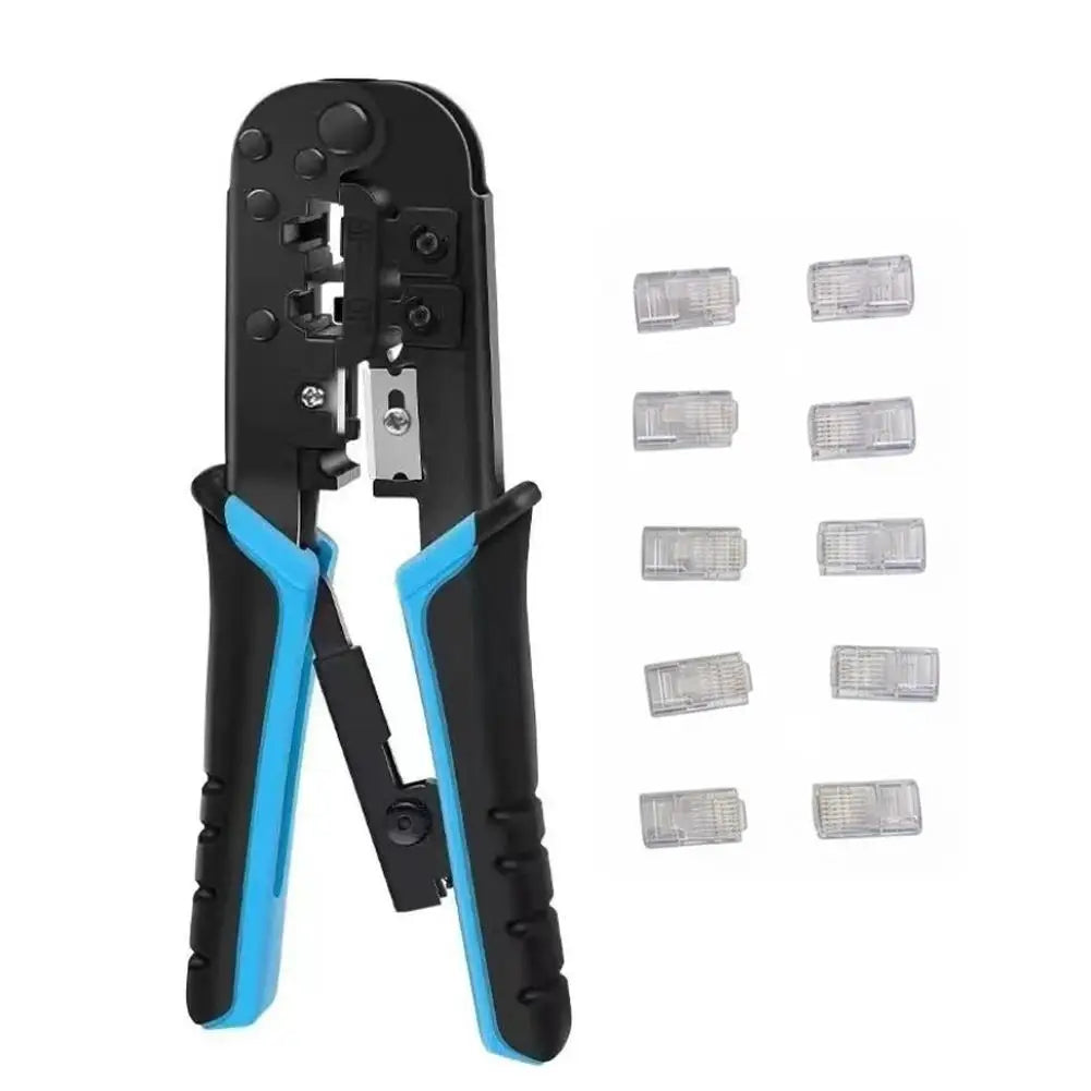 Multifunctional RJ45 Crimping Tool Wire Stripper Cutter Crimper Ethernet Network LAN Cable Cutter Stripper Plier Tool for 8P6P Peaceful Pleasures Health and Wellness 1 set