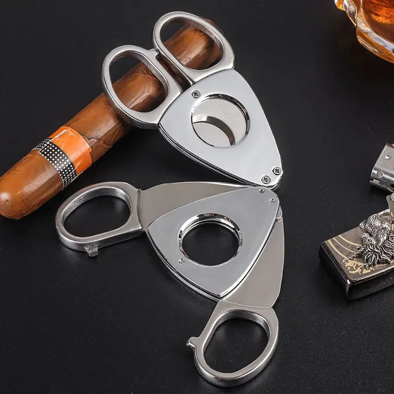Stainless steel cigar clippers, hand-held, with sharp cigar blades. Special clippers for Cuban cigars, portable Peaceful Pleasures Health and Wellness