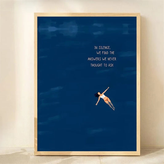 Retro Minimalist Swimmers Canvas Wall Art Print | Home Decor Canvas Wall Art Print Peaceful Pleasures Health and Wellness G3705 30x40cm Wood Framed