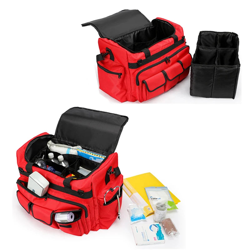 First Aid Medical Bag Outdoor Emergency Rescue Large Capacity Bag Empty Waterproof Reflective Oxford Multi-pocket Travel Bags Peaceful Pleasures Health and Wellness